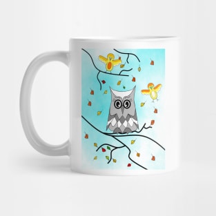 AUTUMN Mood Cute Owl And Birds Mug